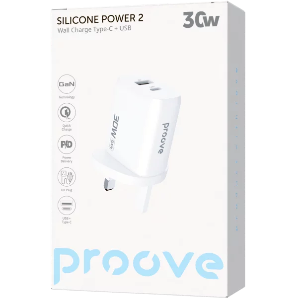 Wall Charger Proove Silicone Power 2 30W (Type-C + USB) UK - Photo 1