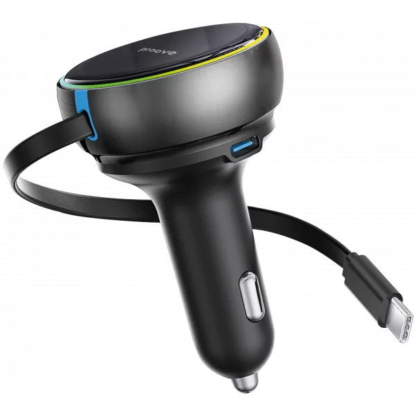 Car Charger Proove Hammer (Type-C + USB) + Retractable Type-C Cable