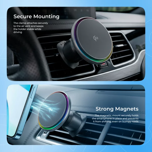 Car Mount With Wireless Charger Proove Icecore Qi2 15W - foto 7