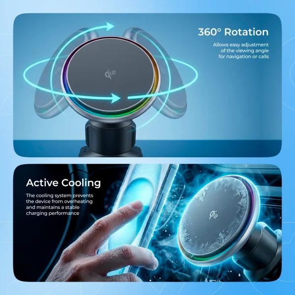 Car Mount With Wireless Charger Proove Icecore Qi2 15W - foto 9