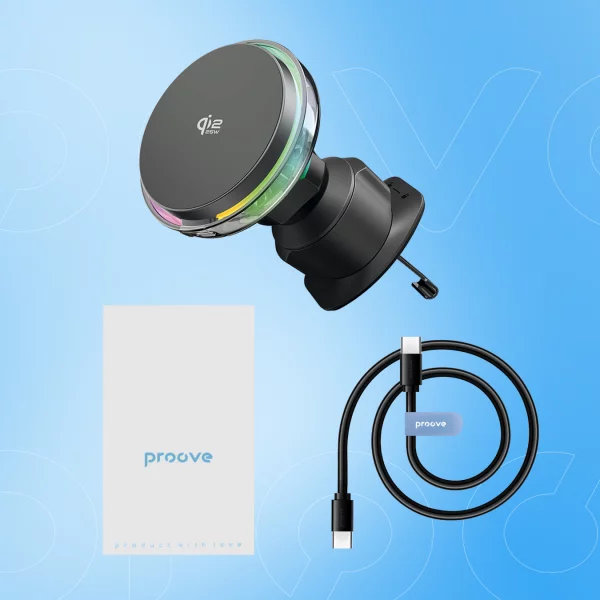 Car Mount With Wireless Charger Proove Light Crystal Qi2.2 25W - foto 10