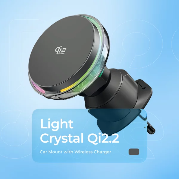 Car Mount With Wireless Charger Proove Light Crystal Qi2.2 25W - foto 4