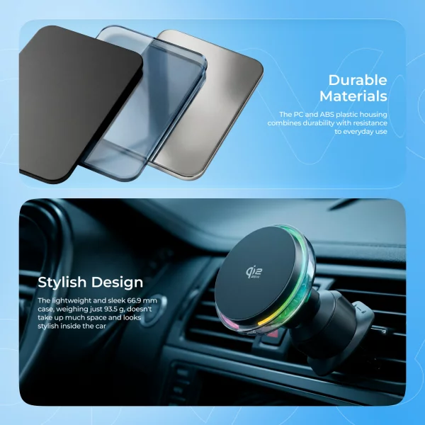 Car Mount With Wireless Charger Proove Light Crystal Qi2.2 25W - foto 8