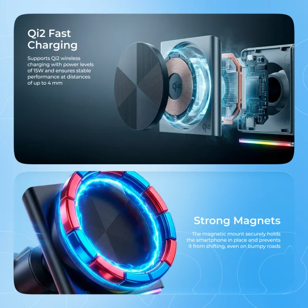 Car Mount With Wireless Charger Proove Neostorm Qi2 15W - foto 4