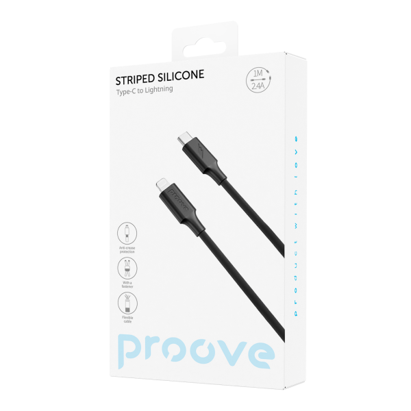 Cable Proove Striped Silicone Type-C to Lightning (1m)
