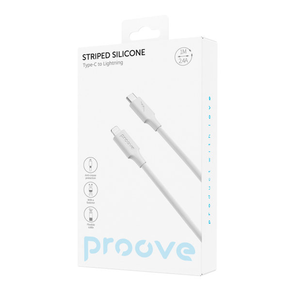 Cable Proove Striped Silicone Type-C to Lightning (1m)
