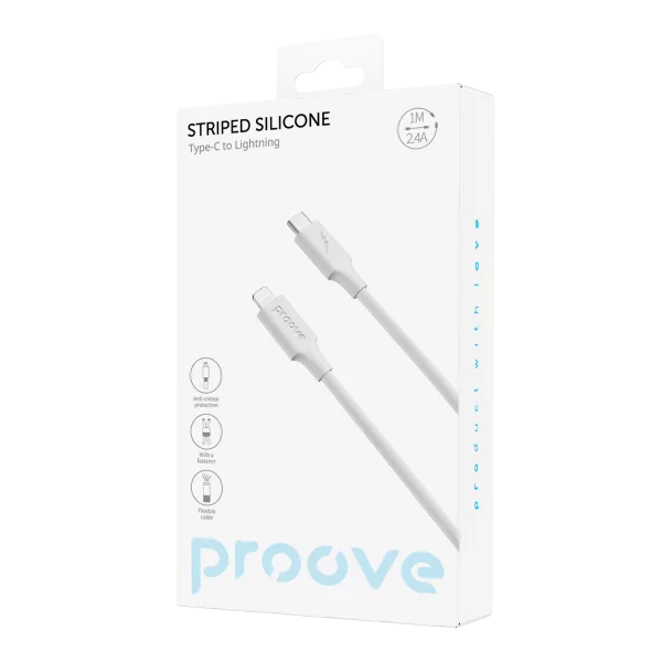 Cable Proove Striped Silicone Type-C to Lightning (1m) - Photo 1