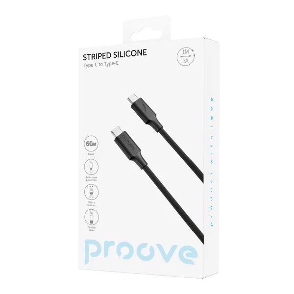 Cable Proove Striped Silicone Type-C to Type-C 60W (1m) - Photo 1