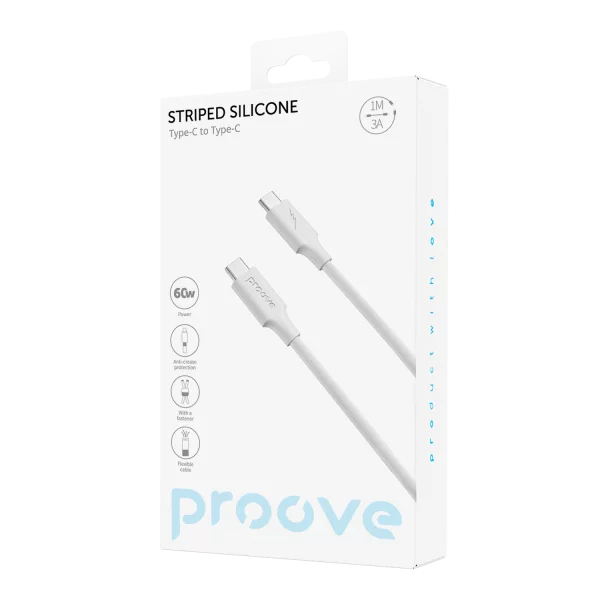 Cable Proove Striped Silicone Type-C to Type-C 60W (1m) - Photo 1