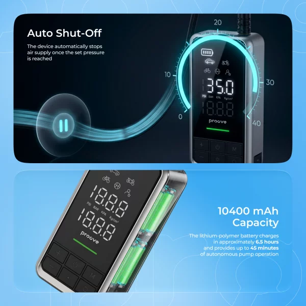 Car Jump Starter Proove 2 in 1 Air Jump + Pump 10400mAh 1000A - 照片 7