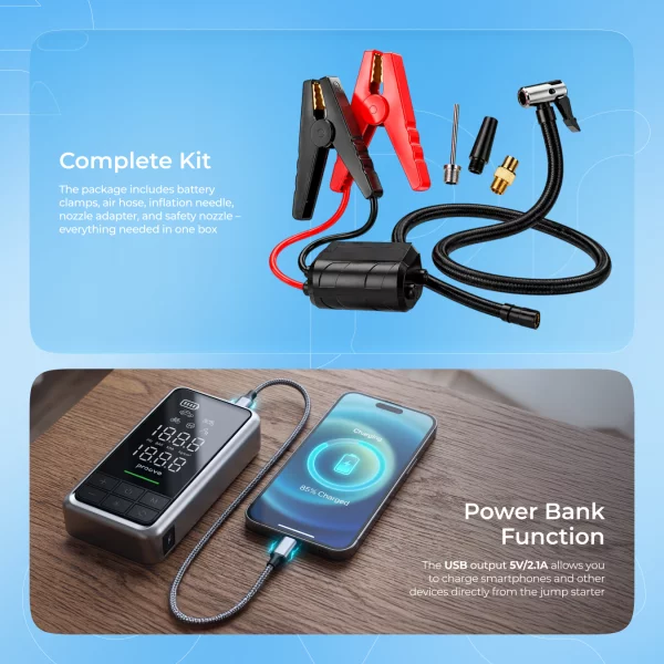 Car Jump Starter Proove 2 in 1 Air Jump + Pump 10400mAh 1000A - 照片 8