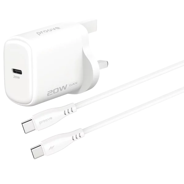 Wall Charger Proove Silicone Power 2 20W (Type-C) + Cable Type-C to Type-C 60W (1m) UK