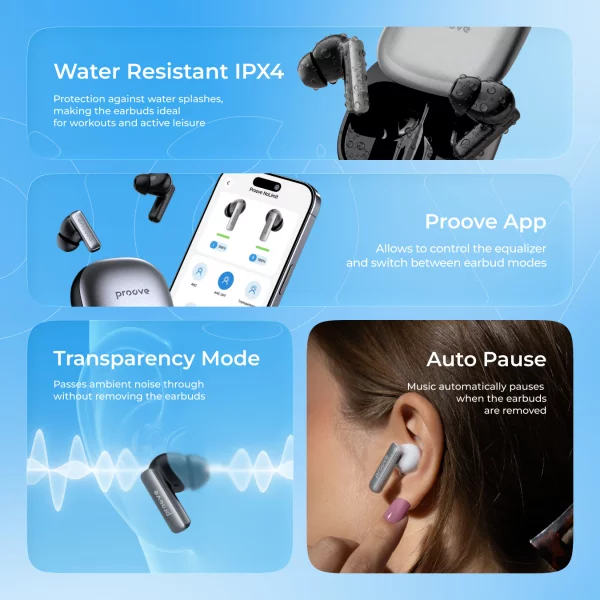 Wireless Earphones Proove NoLimit TWS with Hybrid ANC (APP) - foto 8