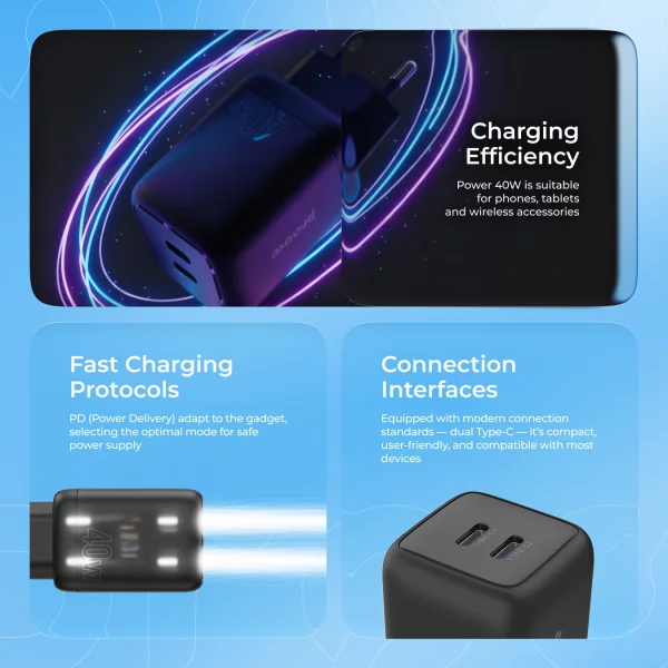 Wall Charger Proove Silicone Power 40W (Type-C + Type-C) - Photo 5