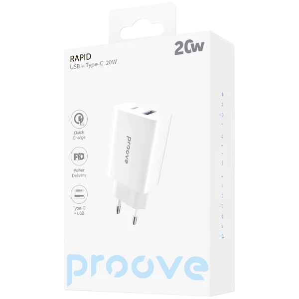 Wall Charger Proove Rapid 20W (Type-C + USB) - 照片 3