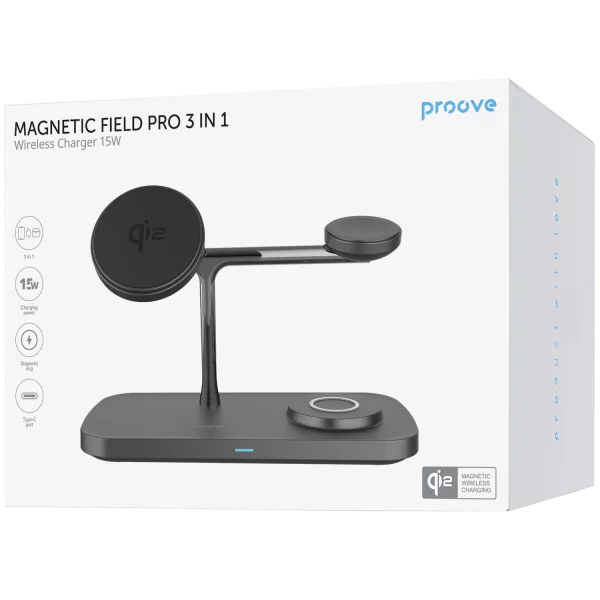 Wireless charger Proove Magnetic Field Pro 3 in 1 Qi2 - Photo 1