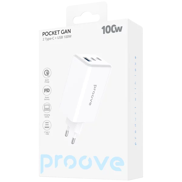 Wall Charger Proove Pocket GaN Max 100W (2*Type-C + USB) - photo 1