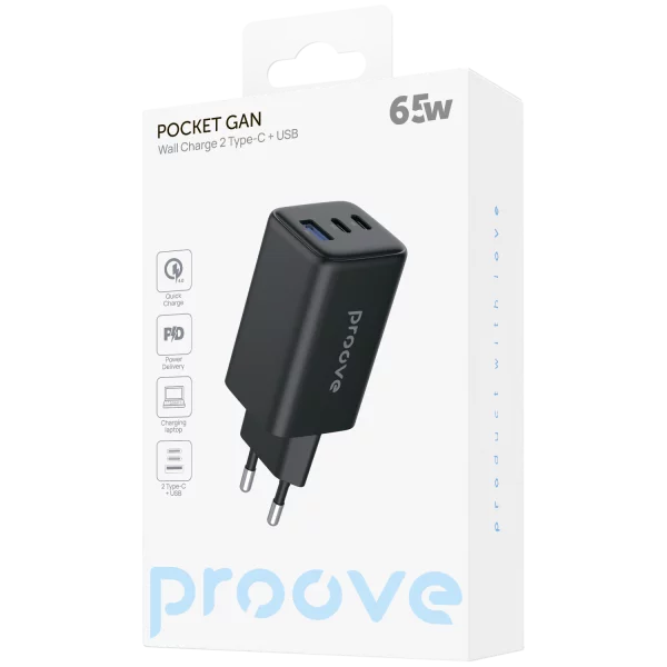 Wall Charger Proove Pocket GaN 65W (2*Type-C + USB) - photo 7