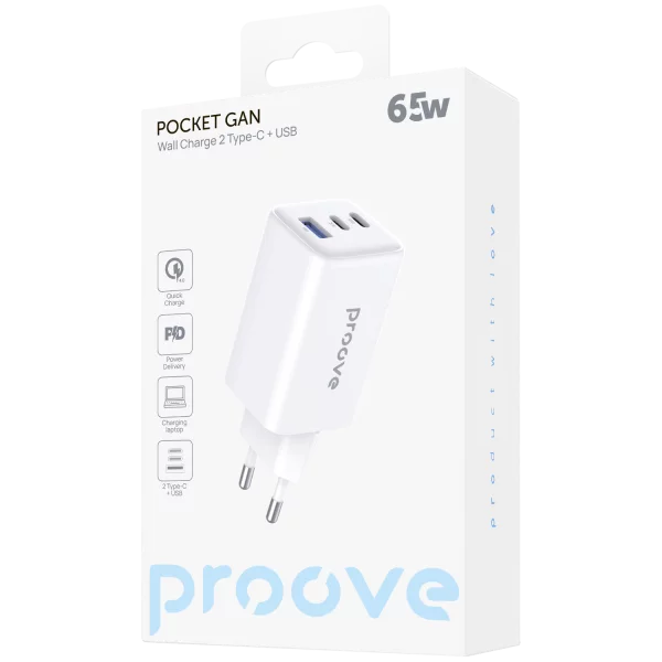 Wall Charger Proove Pocket GaN 65W (2*Type-C + USB) - photo 7