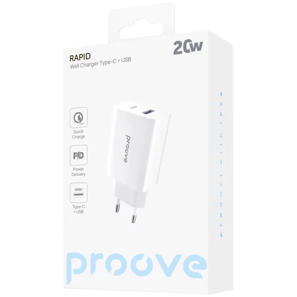 Wall Charger Proove Rapid 20W (Type-C + USB) - Foto 4