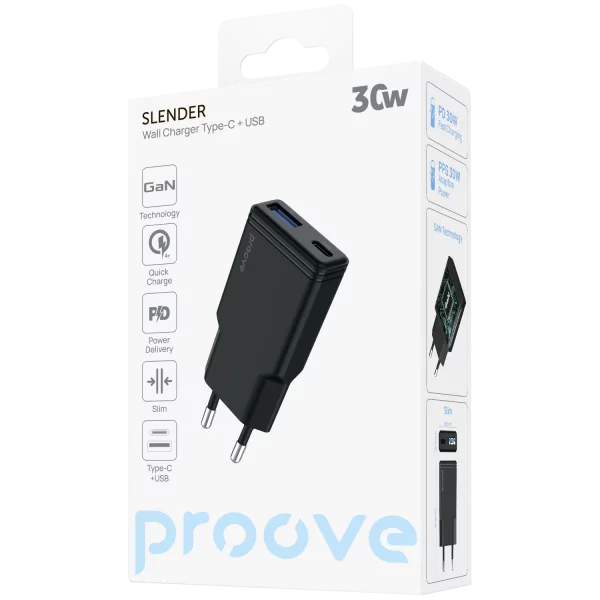 Wall Charger Proove Slender 30W (Type-C + USB) - foto 1
